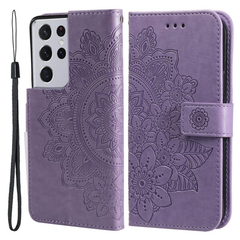 Lederhüllen Für Samsung Galaxy S21 Ultra 5G Blumen-mandala