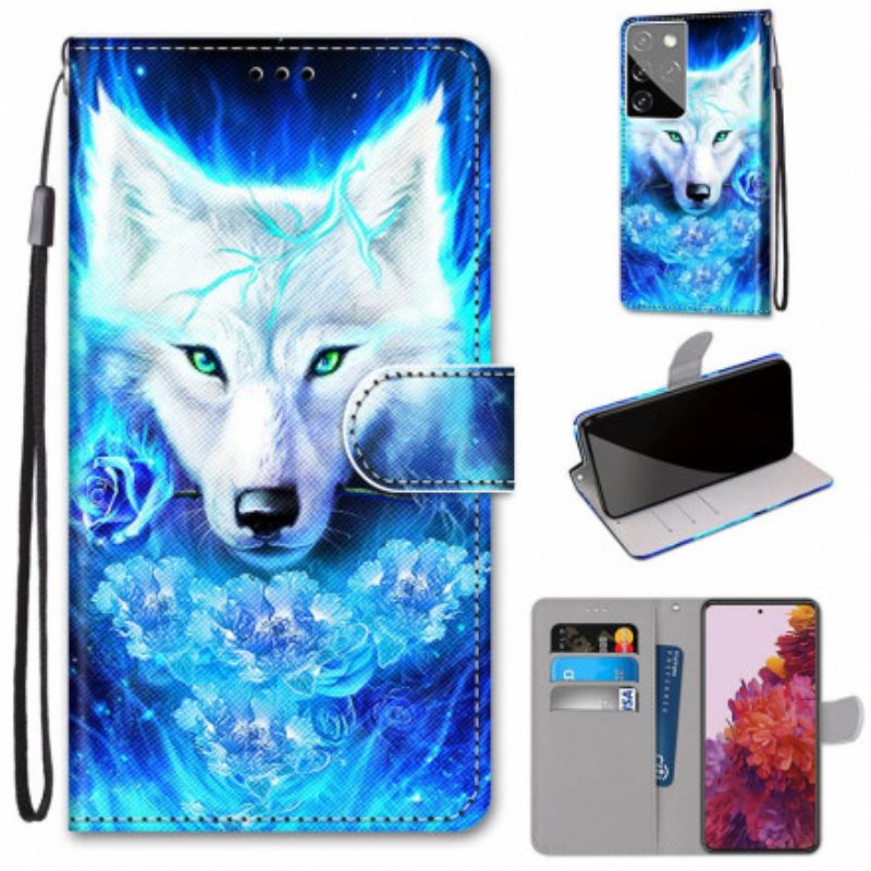 Lederhüllen Für Samsung Galaxy S21 Ultra 5G Magischer Wolf