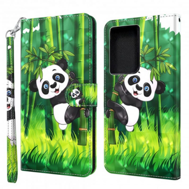 Lederhüllen Für Samsung Galaxy S21 Ultra 5G Panda Und Bambus