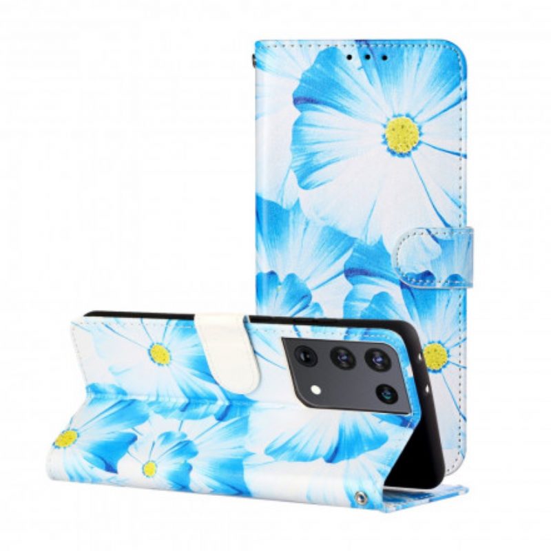 Lederhüllen Für Samsung Galaxy S21 Ultra 5G Verrückte Blumen