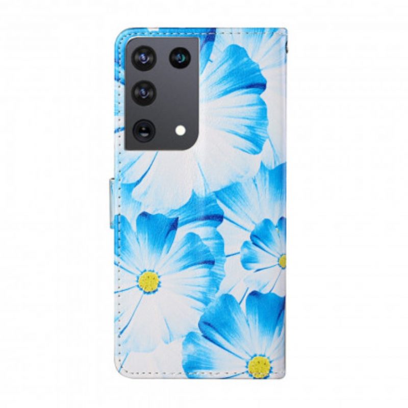 Lederhüllen Für Samsung Galaxy S21 Ultra 5G Verrückte Blumen