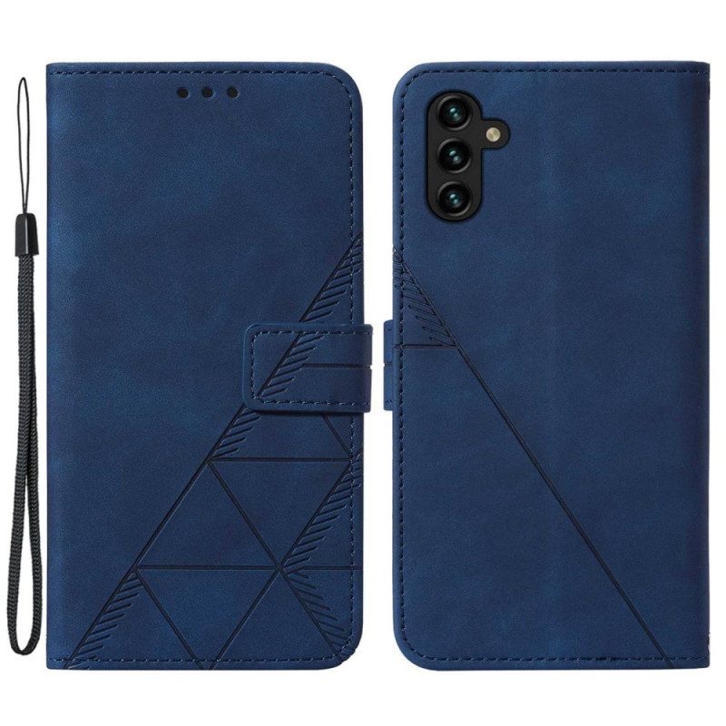 Flip Case Für Samsung Galaxy A14 / A14 5G Dreiecke Mit Lanyard