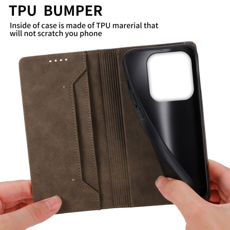 Flip Case Für Xiaomi Redmi Note 14 4g Vintage Rfid-schutz