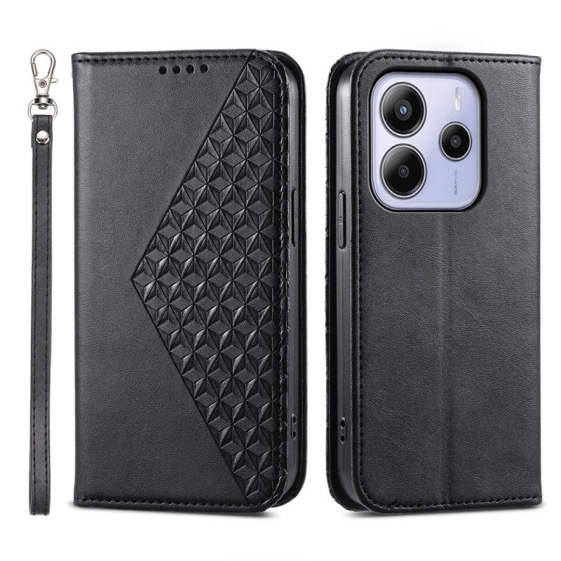 Flip Case Xiaomi Redmi Note 14 4g Rautenmuster Mit Riemen