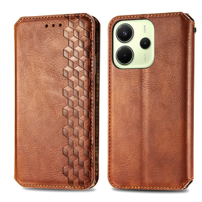Flip Case Xiaomi Redmi Note 14 4g Vintage-lederoptik Mit Rautenmuster