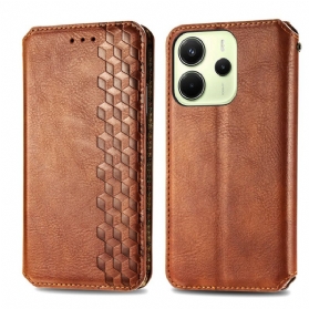 Flip Case Xiaomi Redmi Note 14 4g Vintage-lederoptik Mit Rautenmuster