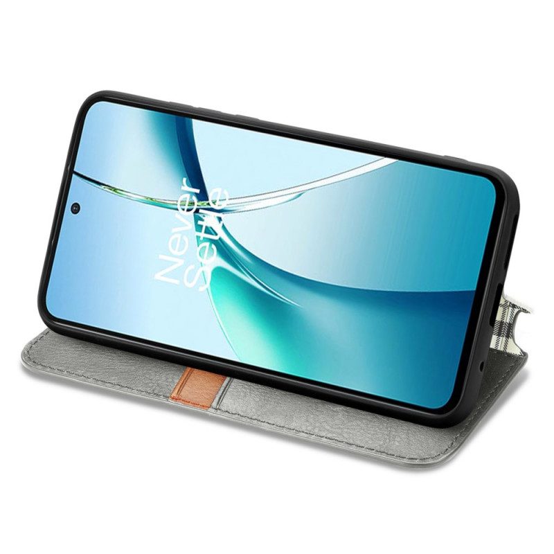 Flip Case Xiaomi Redmi Note 14 4g Vintage-lederoptik Mit Rautenmuster