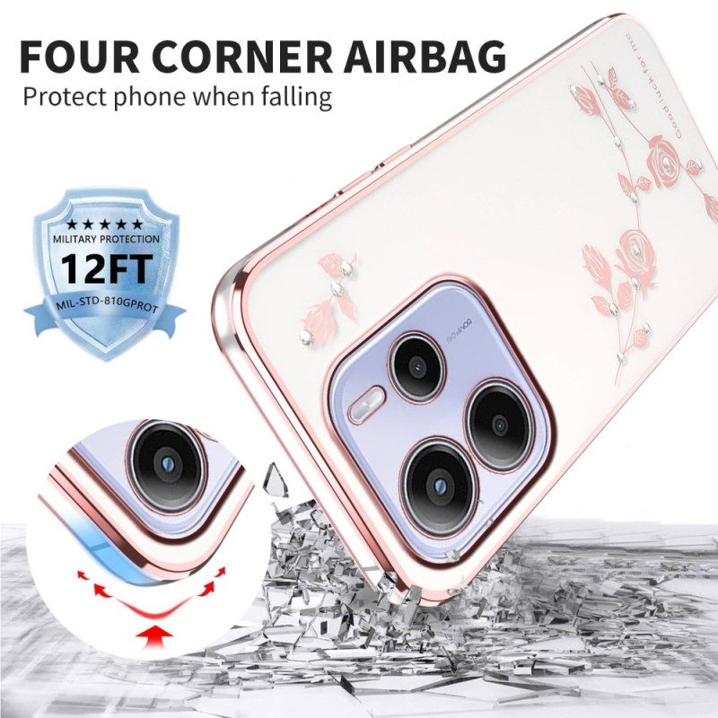 Hülle Für Xiaomi Redmi Note 14 4g Strasssteine Und Blumen