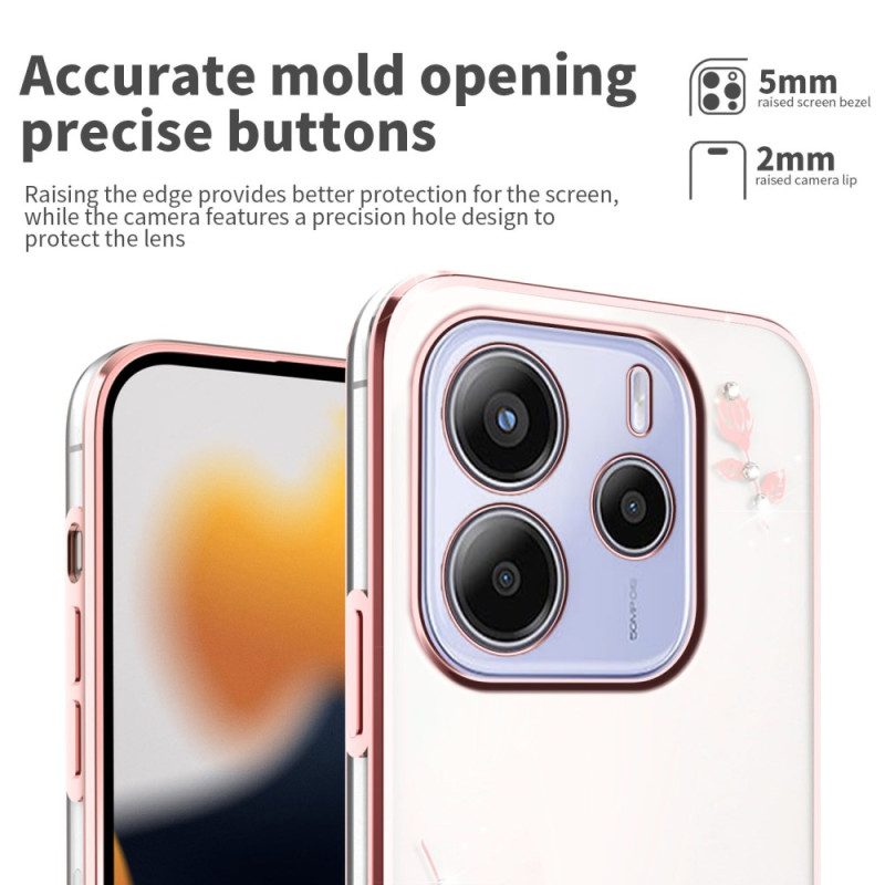 Hülle Für Xiaomi Redmi Note 14 4g Strasssteine Und Blumen