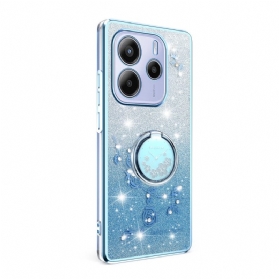 Hülle Xiaomi Redmi Note 14 4g Ringhalter Mit Strasssteinen Und Blumen