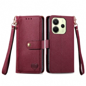 Lederhüllen Für Xiaomi Redmi Note 14 4g Geldbörse Mit Herzdesign