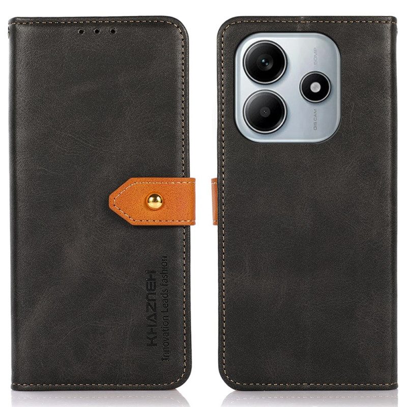 Lederhüllen Für Xiaomi Redmi Note 14 4g Khazneh Mit Goldverschluss