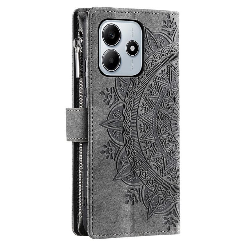 Lederhüllen Für Xiaomi Redmi Note 14 4g Portemonnaie Mit Mandala-wildlederoptik