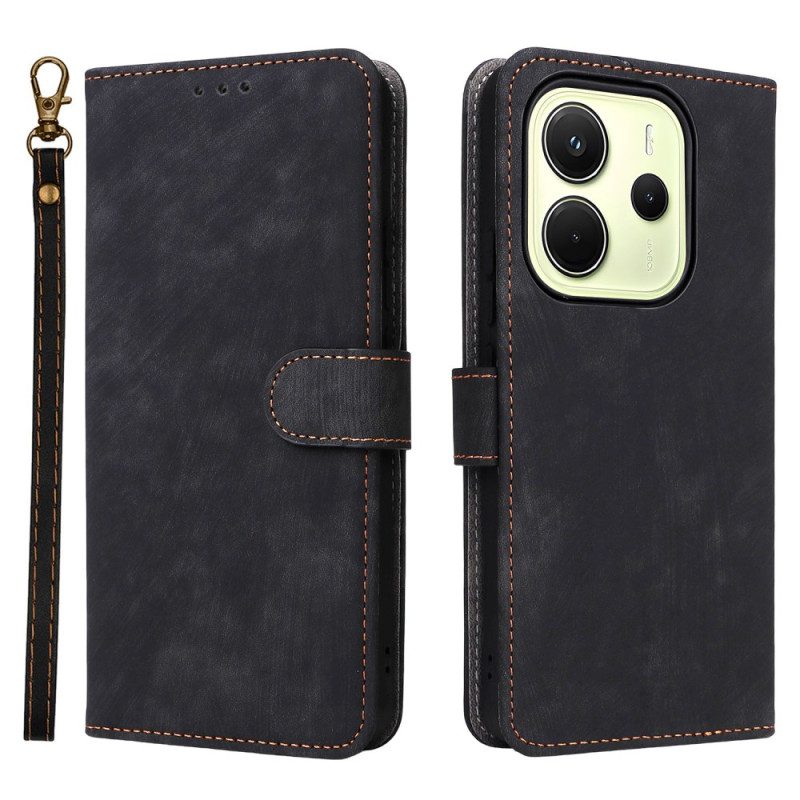 Lederhüllen Für Xiaomi Redmi Note 14 4g Rfid-schutz Wildlederoptik Mit Riemen