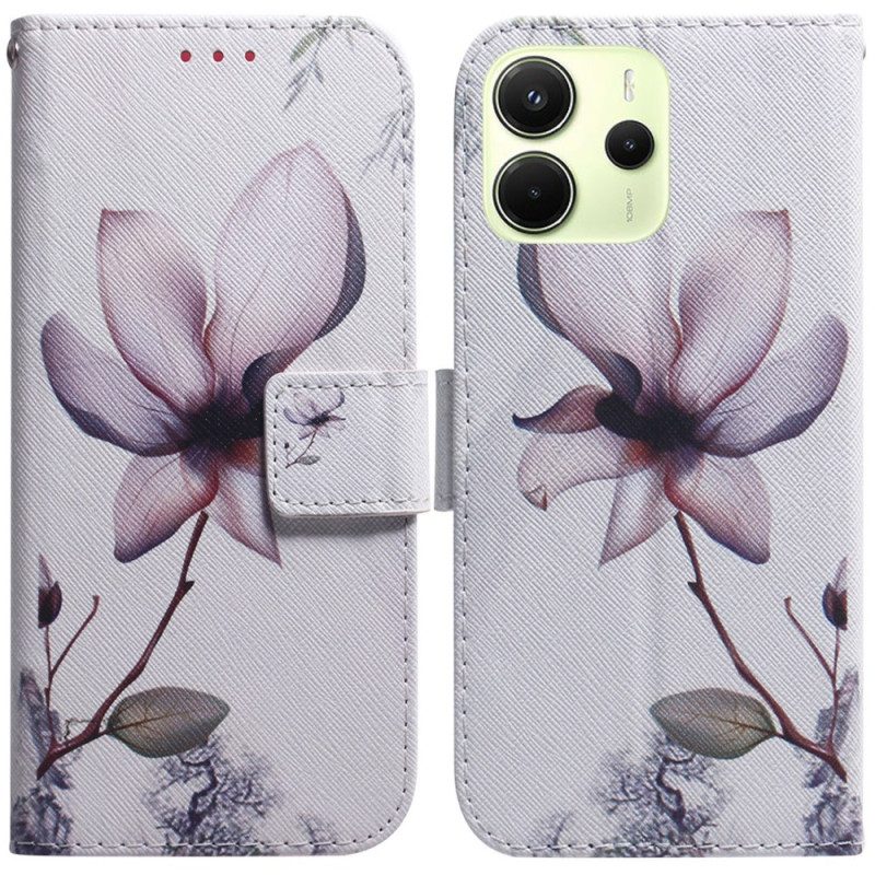 Lederhüllen Für Xiaomi Redmi Note 14 4g Rosa Blume