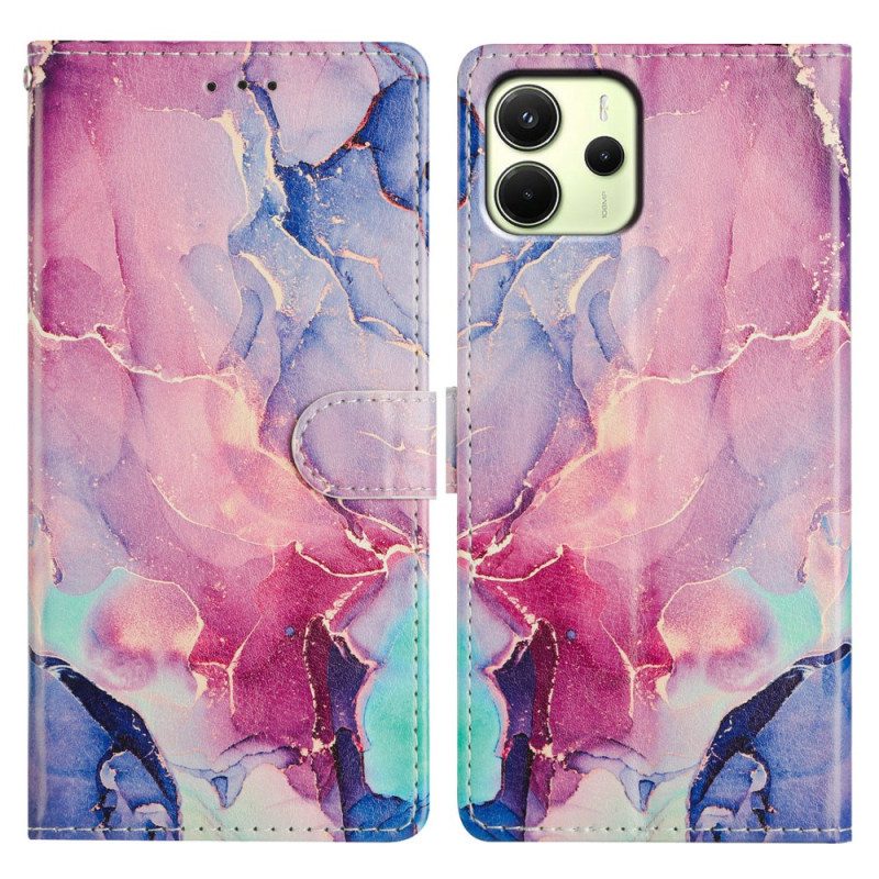 Lederhüllen Xiaomi Redmi Note 14 4g Farbiger Marmor
