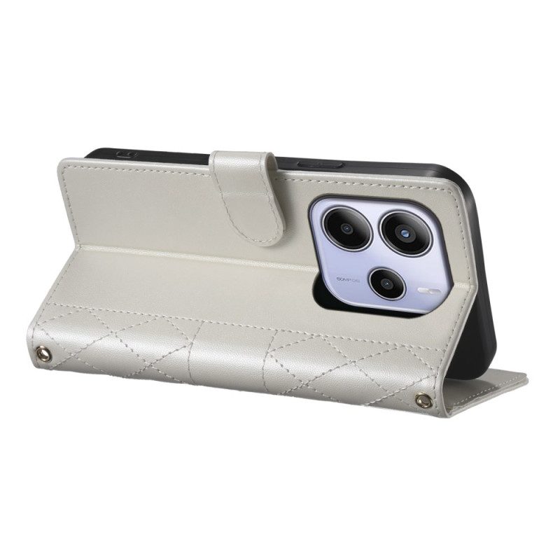 Lederhüllen Xiaomi Redmi Note 14 4g Gesteppt Mit Riemen Und Schulterriemen