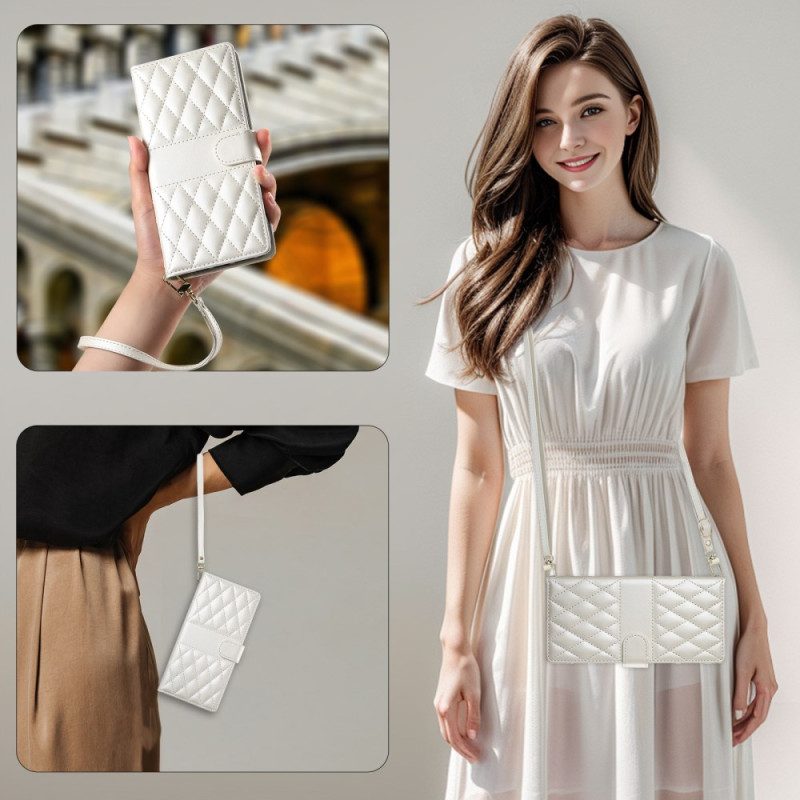 Lederhüllen Xiaomi Redmi Note 14 4g Gesteppt Mit Riemen Und Schulterriemen