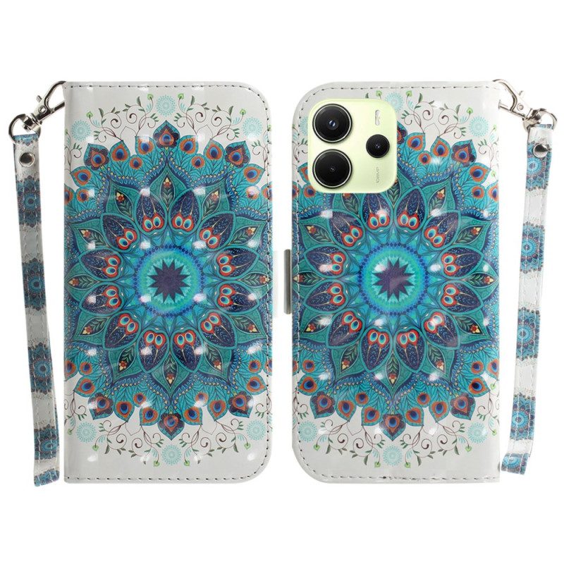 Lederhüllen Xiaomi Redmi Note 14 4g Grünes Mandala Mit Riemen