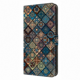 Lederhüllen Xiaomi Redmi Note 14 4g Handyhülle Blaues Blumenmuster