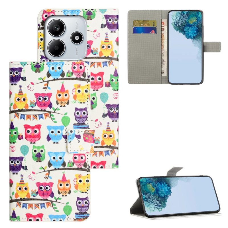 Lederhüllen Xiaomi Redmi Note 14 4g Handyhülle Eulenstamm