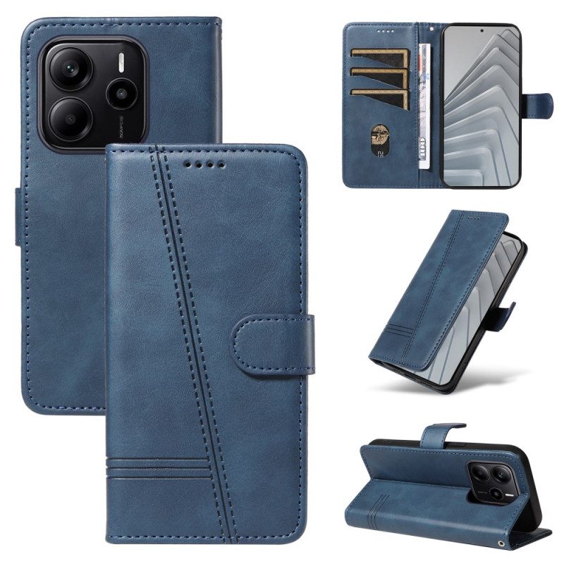 Lederhüllen Xiaomi Redmi Note 14 4g Handyhülle Geometrische Linien