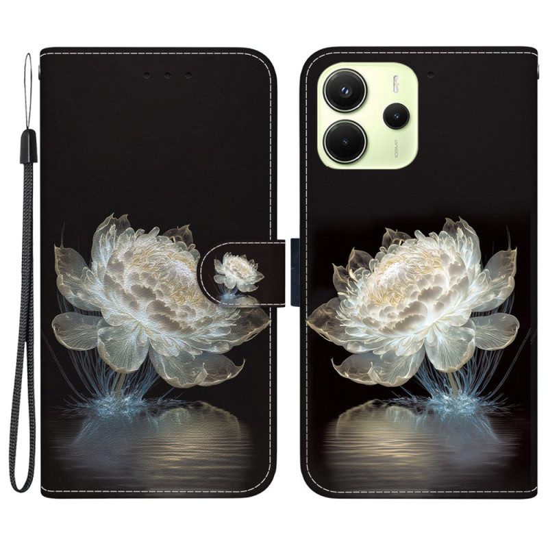 Lederhüllen Xiaomi Redmi Note 14 4g Handyhülle Kristallpfingstrose