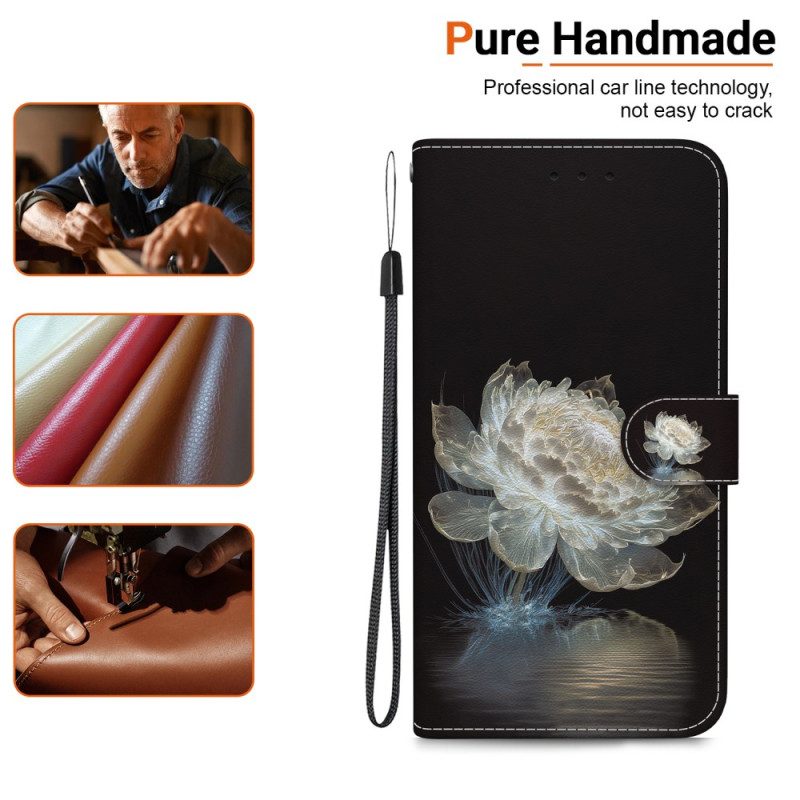 Lederhüllen Xiaomi Redmi Note 14 4g Handyhülle Kristallpfingstrose