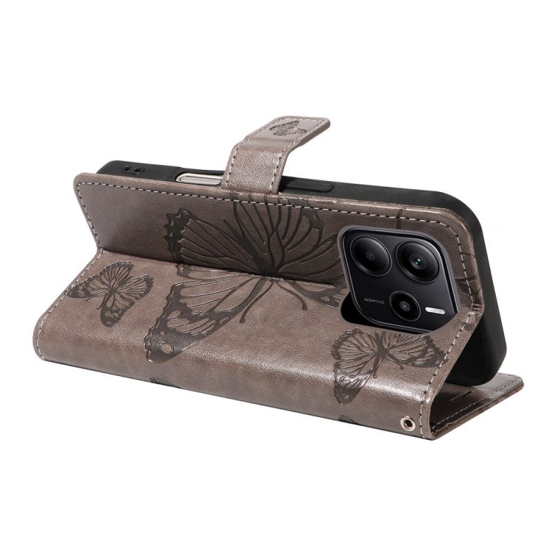 Lederhüllen Xiaomi Redmi Note 14 4g Handyhülle Riesige Schmetterlinge