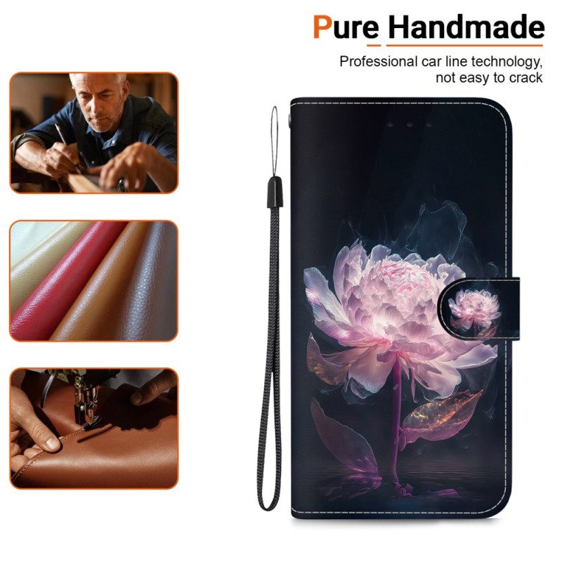 Lederhüllen Xiaomi Redmi Note 14 4g Handyhülle Rosa Pfingstrose
