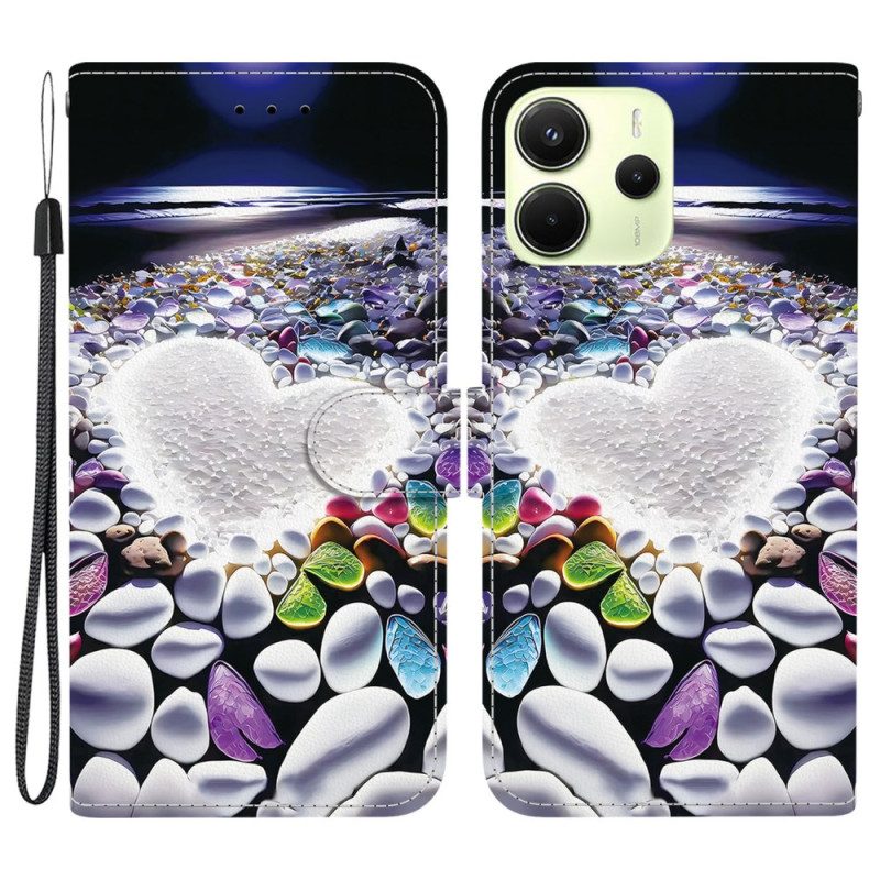 Lederhüllen Xiaomi Redmi Note 14 4g Handyhülle Weißes Herz