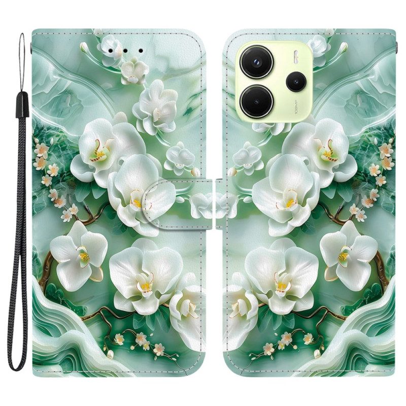 Lederhüllen Xiaomi Redmi Note 14 4g Jade-blumen