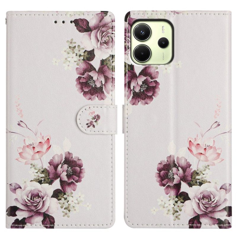 Lederhüllen Xiaomi Redmi Note 14 4g Lila Blumen