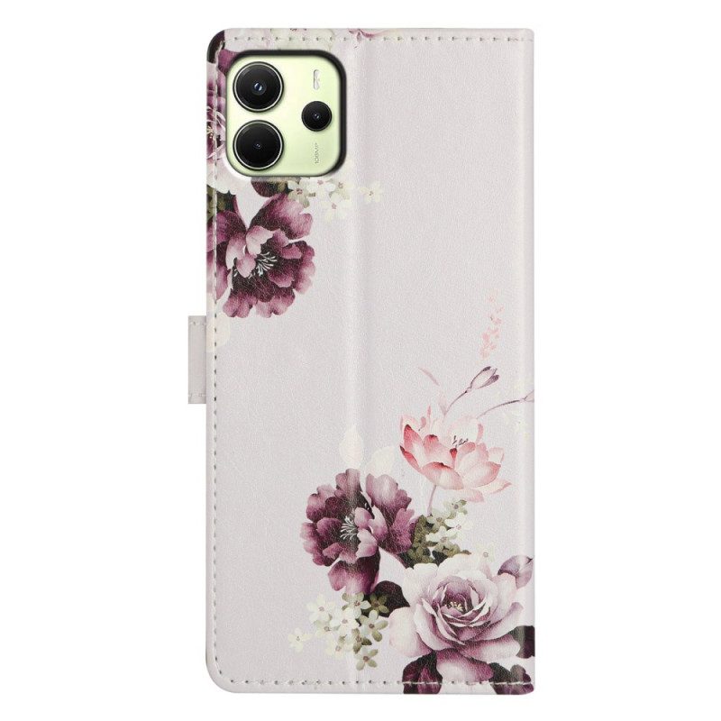 Lederhüllen Xiaomi Redmi Note 14 4g Lila Blumen