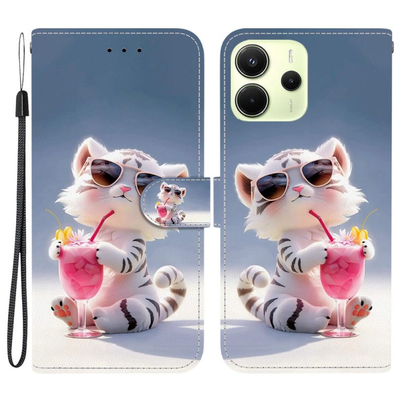Lederhüllen Xiaomi Redmi Note 14 4g Lustiger Tiger