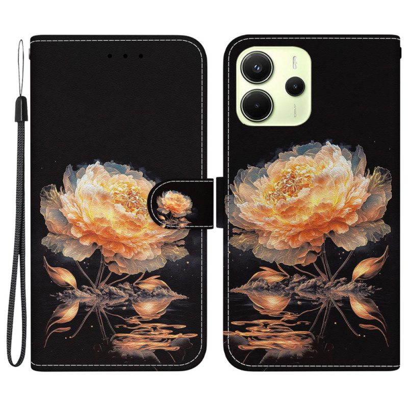 Lederhüllen Xiaomi Redmi Note 14 4g Orange Pfingstrose