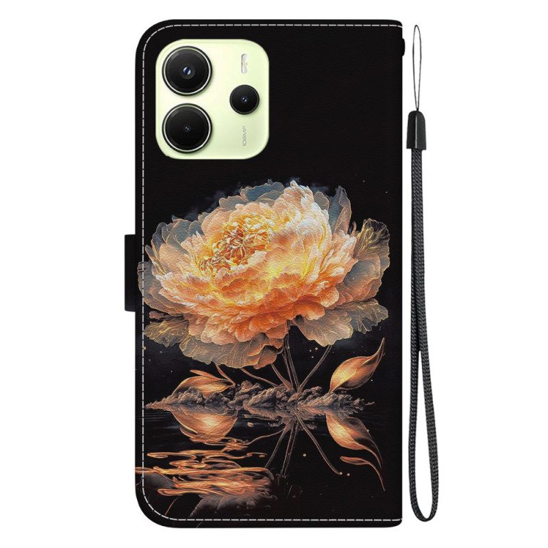 Lederhüllen Xiaomi Redmi Note 14 4g Orange Pfingstrose