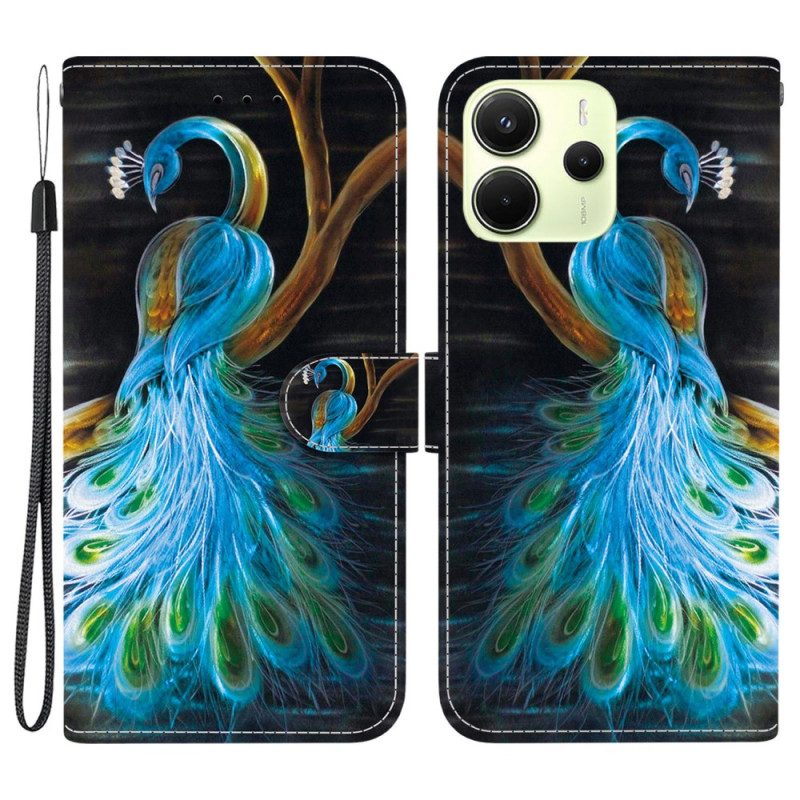 Lederhüllen Xiaomi Redmi Note 14 4g Pfauenmuster