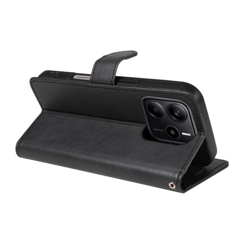 Lederhüllen Xiaomi Redmi Note 14 4g Schlichtes Kunstleder Mit Riemen