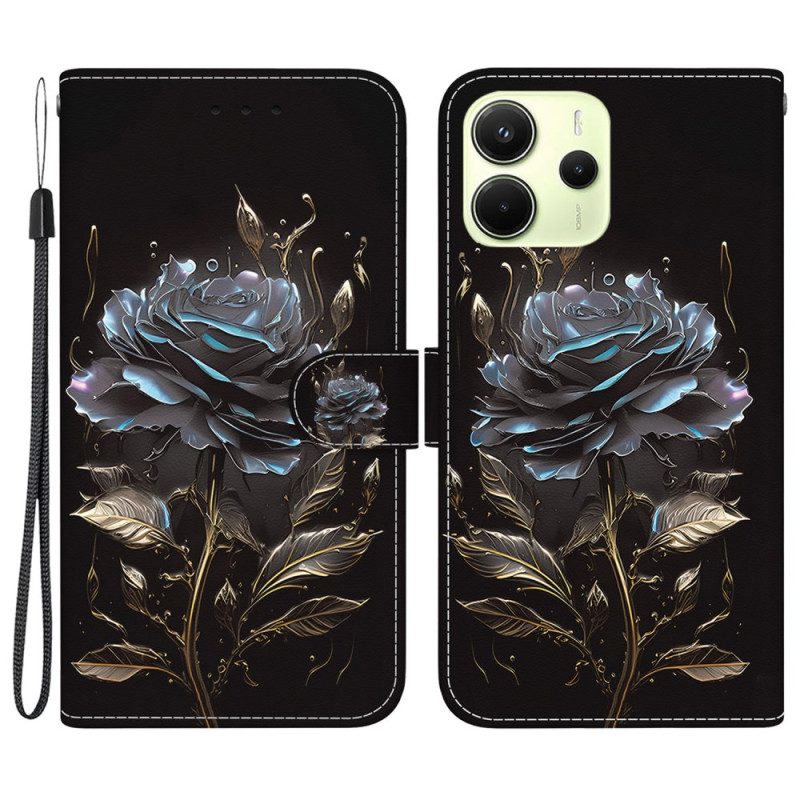 Lederhüllen Xiaomi Redmi Note 14 4g Schwarze Rose