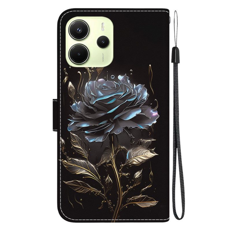 Lederhüllen Xiaomi Redmi Note 14 4g Schwarze Rose
