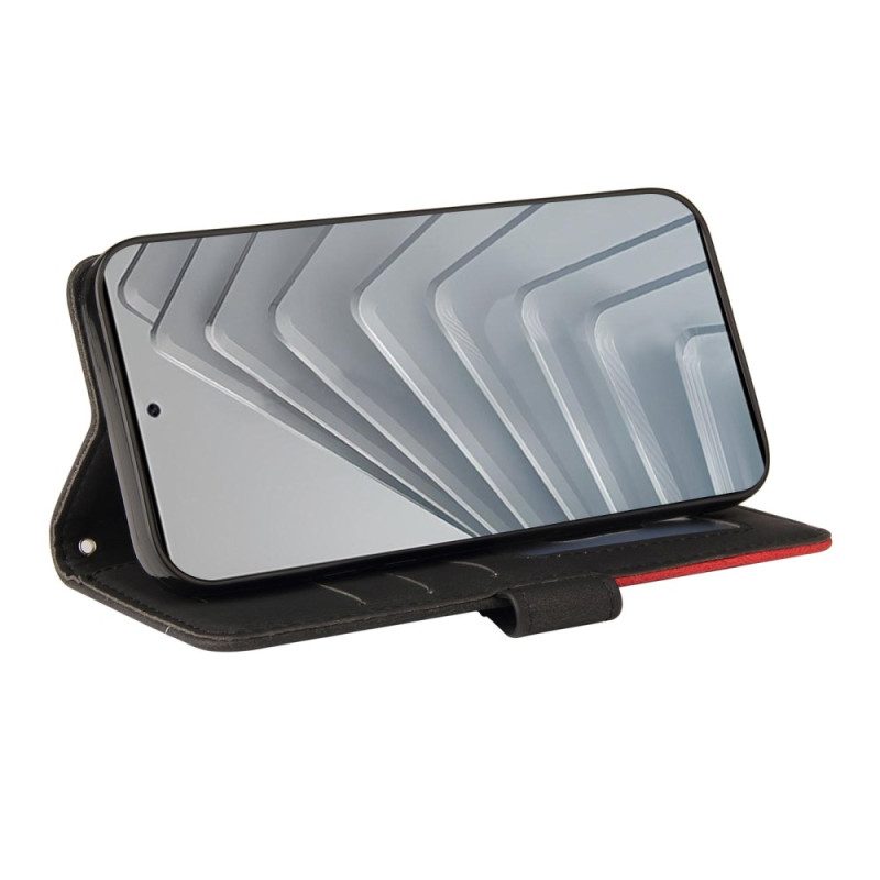 Lederhüllen Xiaomi Redmi Note 14 4g Zweifarbige Wellenlinien