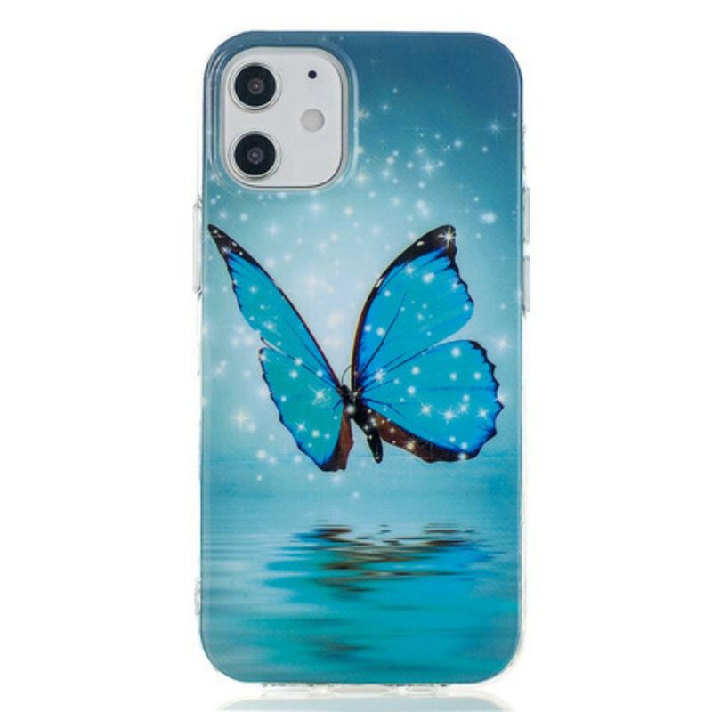 Hülle Für iPhone 12 Mini Fluoreszierender Blauer Schmetterling