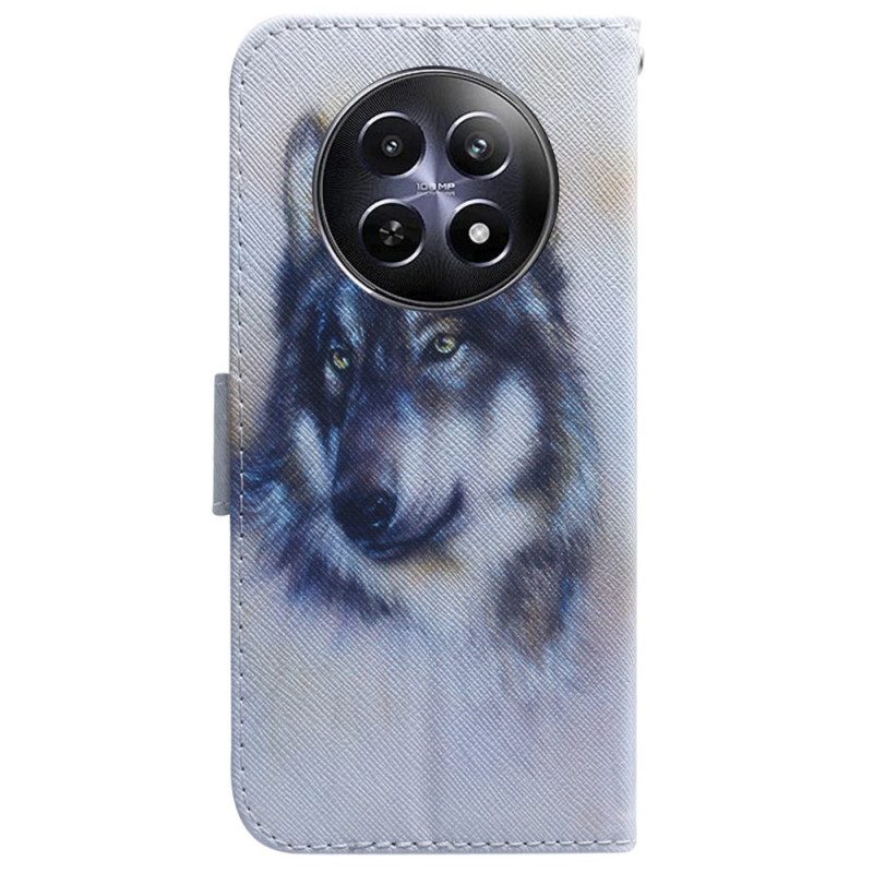 Lederhüllen Für Realme 12 / 12x 5g Wolf-aquarell