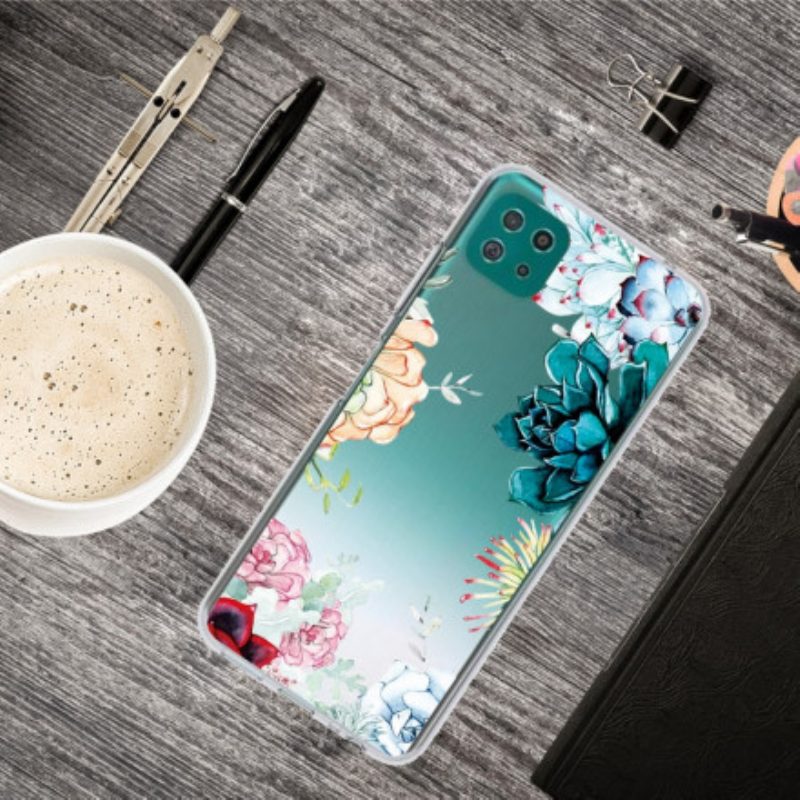 Handyhülle Für Samsung Galaxy A22 5G Nahtlose Aquarellblumen