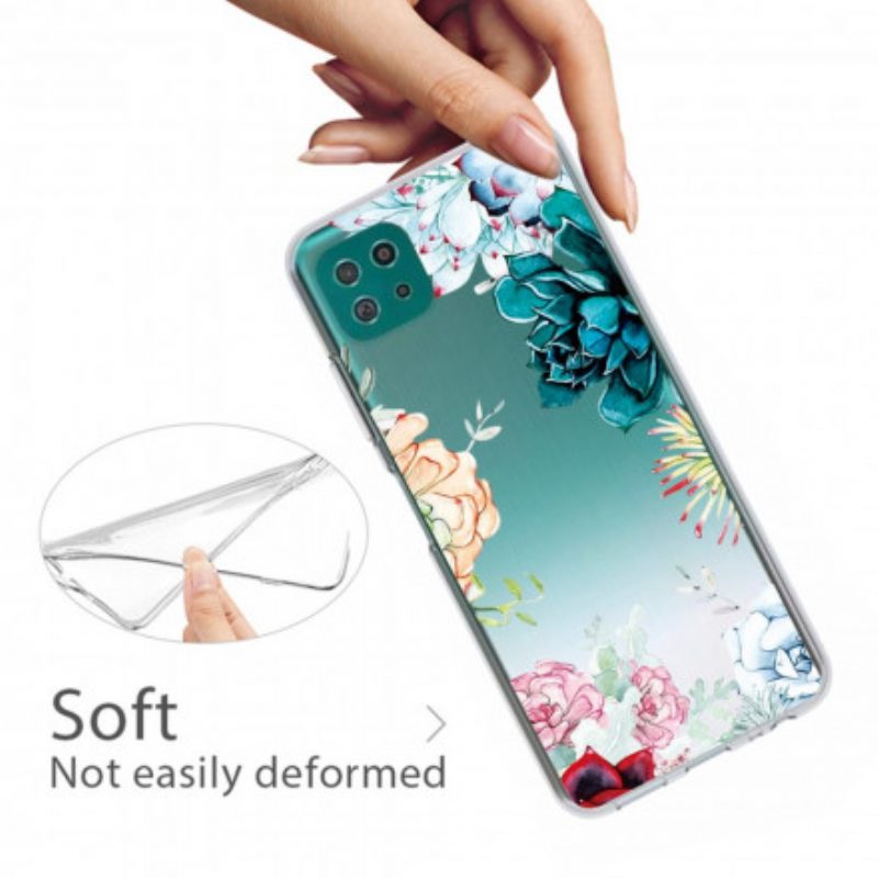 Handyhülle Für Samsung Galaxy A22 5G Nahtlose Aquarellblumen