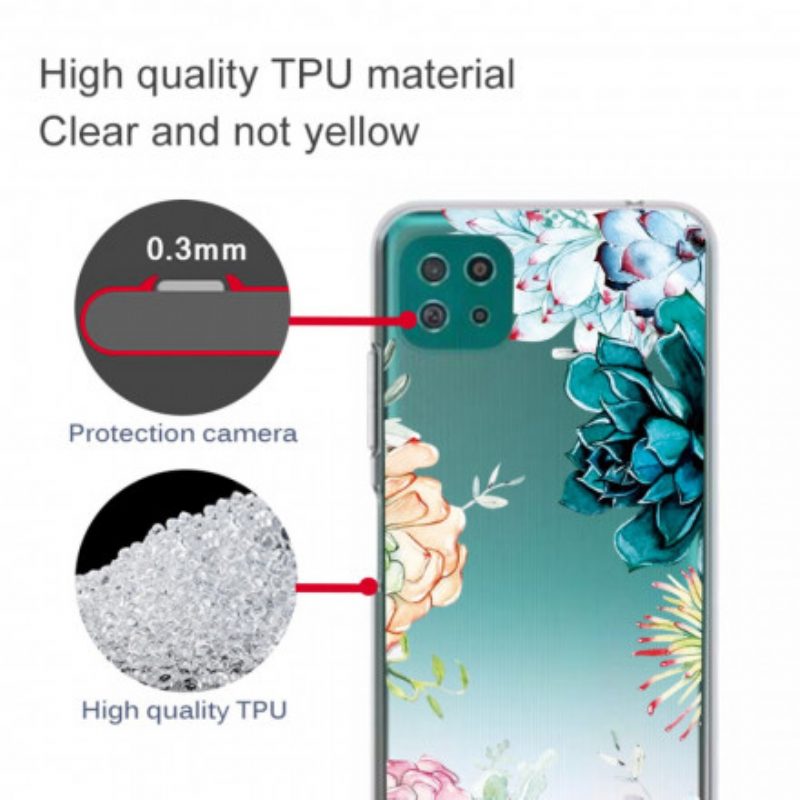Handyhülle Für Samsung Galaxy A22 5G Nahtlose Aquarellblumen