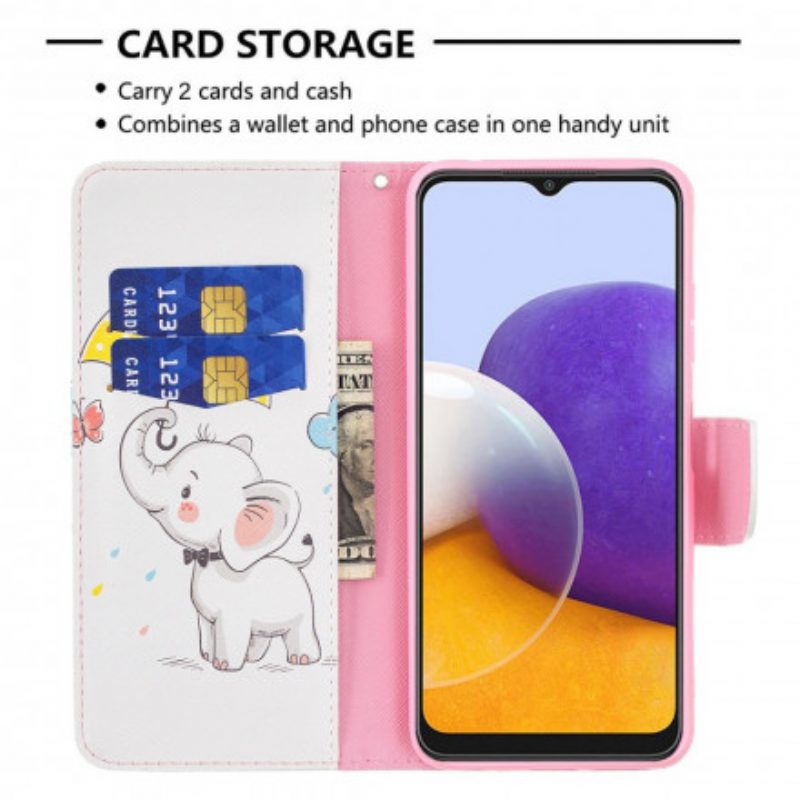 Lederhüllen Für Samsung Galaxy A22 5G Baby Elefant