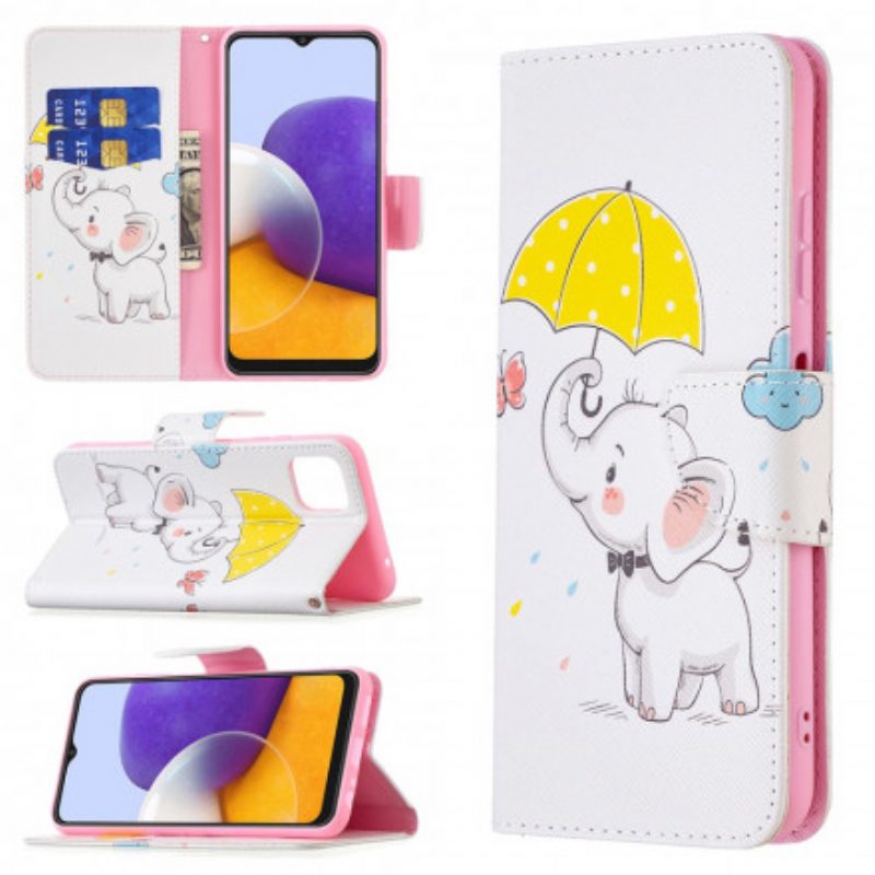 Lederhüllen Für Samsung Galaxy A22 5G Baby Elefant