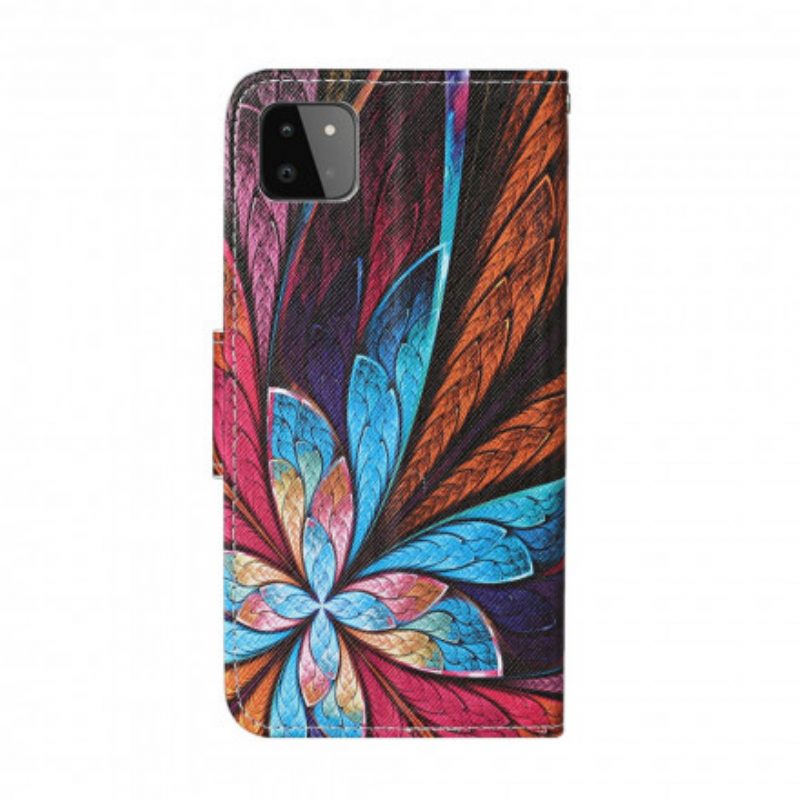 Lederhüllen Für Samsung Galaxy A22 5G Farbige Laken Mit Umhängeband